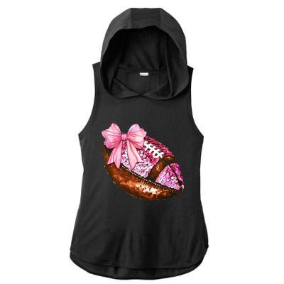 American Football Coquette Bow Autumn Thanksgiving Game Day Ladies PosiCharge Tri-Blend Wicking Draft Hoodie Tank