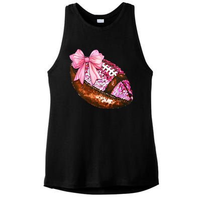 American Football Coquette Bow Autumn Thanksgiving Game Day Ladies PosiCharge Tri-Blend Wicking Tank