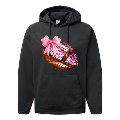 American Football Coquette Bow Autumn Thanksgiving Game Day Performance Fleece Hoodie