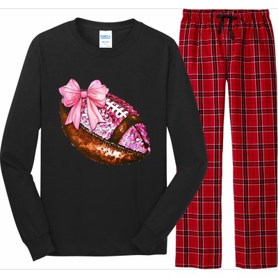 American Football Coquette Bow Autumn Thanksgiving Game Day Long Sleeve Pajama Set