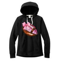 American Football Coquette Bow Autumn Thanksgiving Game Day Women's Fleece Hoodie