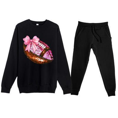 American Football Coquette Bow Autumn Thanksgiving Game Day Premium Crewneck Sweatsuit Set