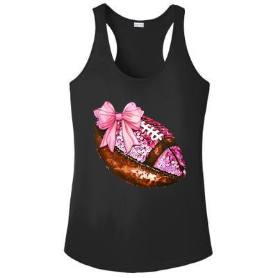 American Football Coquette Bow Autumn Thanksgiving Game Day Ladies PosiCharge Competitor Racerback Tank