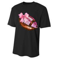 American Football Coquette Bow Autumn Thanksgiving Game Day Performance Sprint T-Shirt