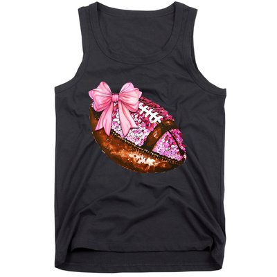 American Football Coquette Bow Autumn Thanksgiving Game Day Tank Top