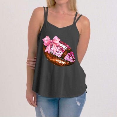 American Football Coquette Bow Autumn Thanksgiving Game Day Women's Strappy Tank