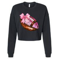 American Football Coquette Bow Autumn Thanksgiving Game Day Cropped Pullover Crew