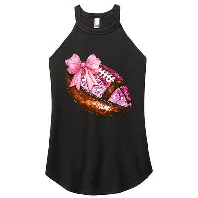 American Football Coquette Bow Autumn Thanksgiving Game Day Women’s Perfect Tri Rocker Tank