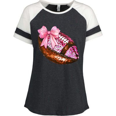 American Football Coquette Bow Autumn Thanksgiving Game Day Enza Ladies Jersey Colorblock Tee