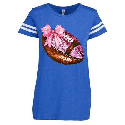 American Football Coquette Bow Autumn Thanksgiving Game Day Enza Ladies Jersey Football T-Shirt