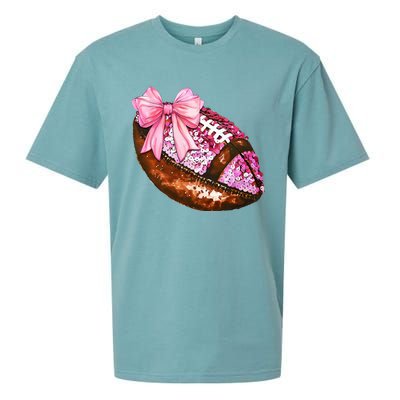 American Football Coquette Bow Autumn Thanksgiving Game Day Sueded Cloud Jersey T-Shirt