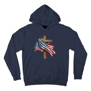 American Flag Christian Cross Jesus 4th Of July Patriotic Hoodie