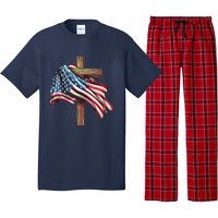 American Flag Christian Cross Jesus 4th Of July Patriotic Pajama Set