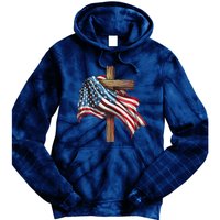 American Flag Christian Cross Jesus 4th Of July Patriotic Tie Dye Hoodie