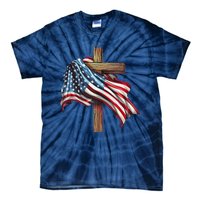 American Flag Christian Cross Jesus 4th Of July Patriotic Tie-Dye T-Shirt