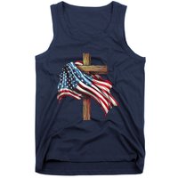 American Flag Christian Cross Jesus 4th Of July Patriotic Tank Top