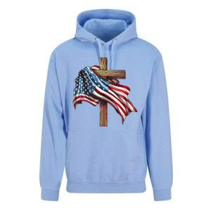 American Flag Christian Cross Jesus 4th Of July Patriotic Unisex Surf Hoodie