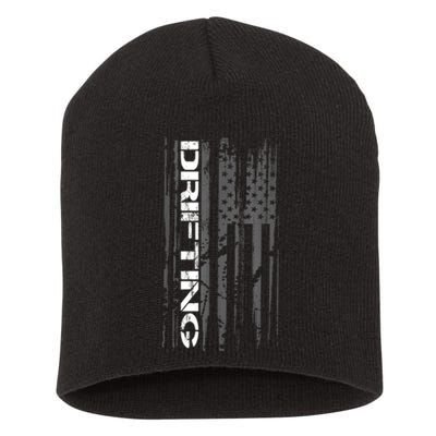 American Flag Car Racing Drifting Short Acrylic Beanie