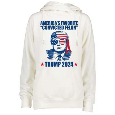 Americas Favorite Convicted Felon Trump 2024 Election Womens Funnel Neck Pullover Hood