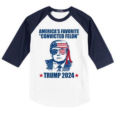 Americas Favorite Convicted Felon Trump 2024 Election Baseball Sleeve Shirt