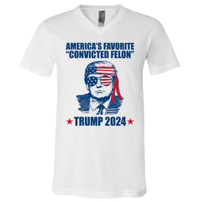 Americas Favorite Convicted Felon Trump 2024 Election V-Neck T-Shirt