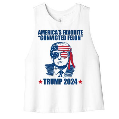 Americas Favorite Convicted Felon Trump 2024 Election Women's Racerback Cropped Tank