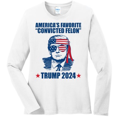 Americas Favorite Convicted Felon Trump 2024 Election Ladies Long Sleeve Shirt