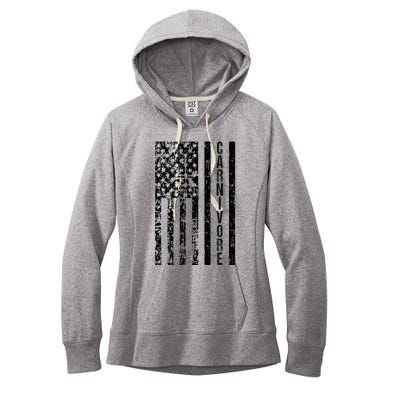 American Flag Carnivore Meat Eater Women's Fleece Hoodie