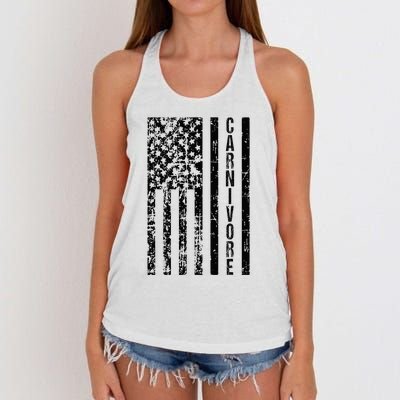 American Flag Carnivore Meat Eater Women's Knotted Racerback Tank