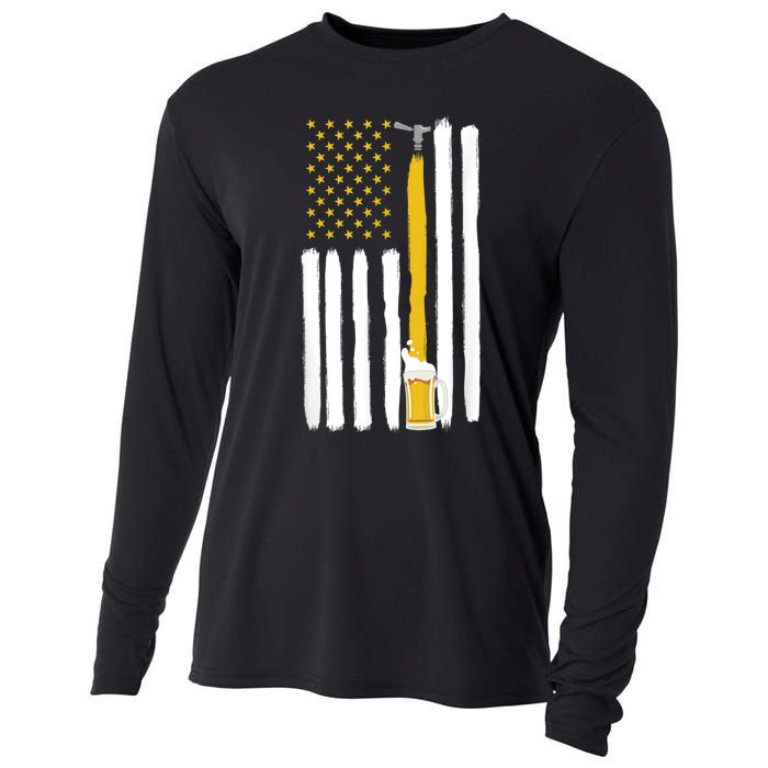 American Flag Craft Beer Brewery Oktoberfest Party Cooling Performance Long Sleeve Crew