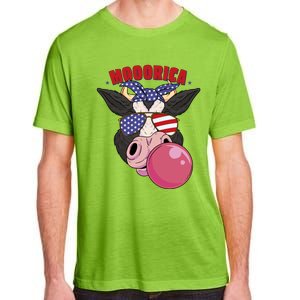 American Flag Cow Chewing Gum Usa Flag Stars Stripes Funny Gift Adult ChromaSoft Performance T-Shirt