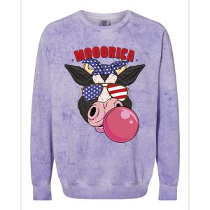 American Flag Cow Chewing Gum Usa Flag Stars Stripes Funny Gift Colorblast Crewneck Sweatshirt