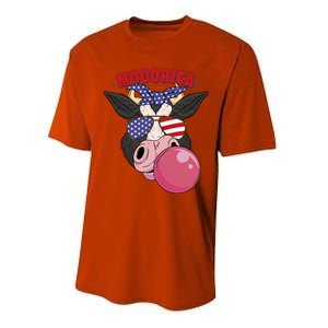 American Flag Cow Chewing Gum Usa Flag Stars Stripes Funny Gift Performance Sprint T-Shirt