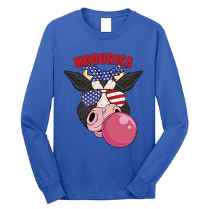 American Flag Cow Chewing Gum Usa Flag Stars Stripes Funny Gift Long Sleeve Shirt