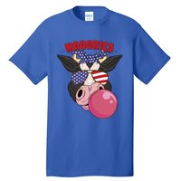 American Flag Cow Chewing Gum Usa Flag Stars Stripes Funny Gift Tall T-Shirt