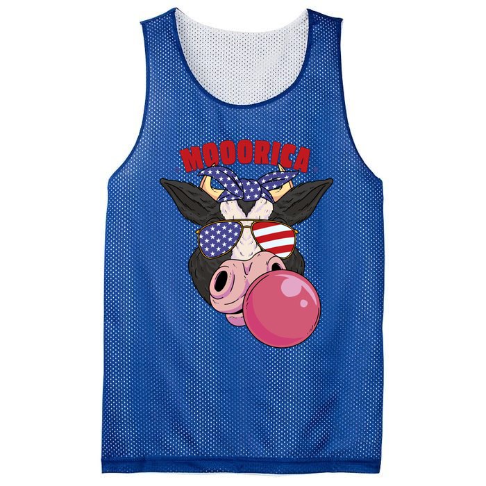 American Flag Cow Chewing Gum Usa Flag Stars Stripes Funny Gift Mesh Reversible Basketball Jersey Tank