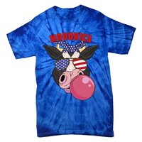 American Flag Cow Chewing Gum Usa Flag Stars Stripes Funny Gift Tie-Dye T-Shirt