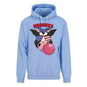 American Flag Cow Chewing Gum Usa Flag Stars Stripes Funny Gift Unisex Surf Hoodie