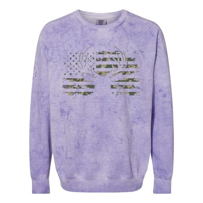 American Flag Camouflage Outdoor Antlers Deer Colorblast Crewneck Sweatshirt