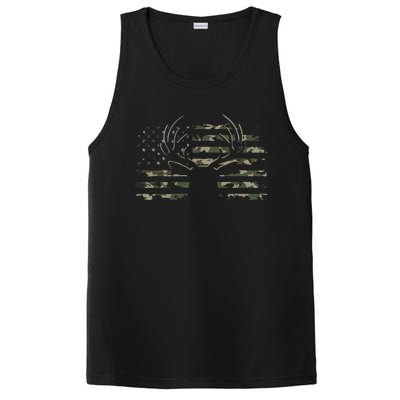 American Flag Camouflage Outdoor Antlers Deer PosiCharge Competitor Tank