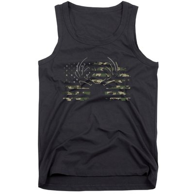 American Flag Camouflage Outdoor Antlers Deer Tank Top