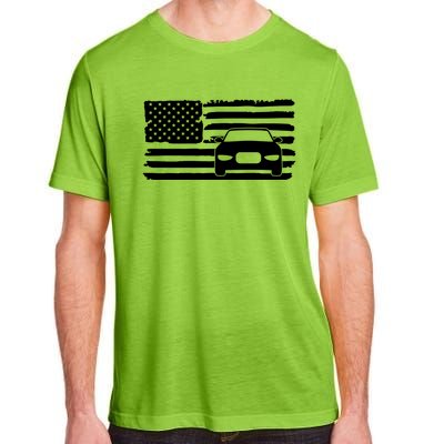 American Flag Car Racing Gift Vintage Usa Flag Auto Racing Funny Gift Adult ChromaSoft Performance T-Shirt