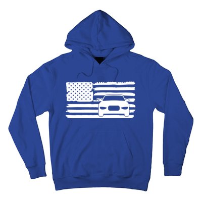 American Flag Car Racing Gift Vintage Usa Flag Auto Racing Funny Gift Hoodie