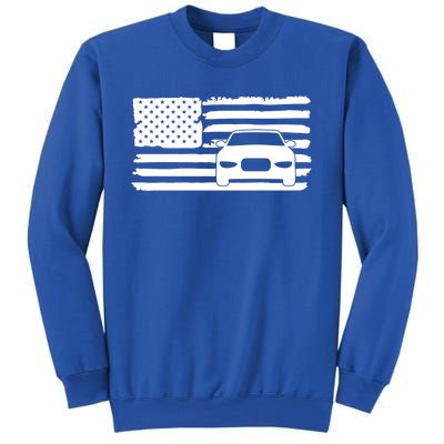 American Flag Car Racing Gift Vintage Usa Flag Auto Racing Funny Gift Sweatshirt