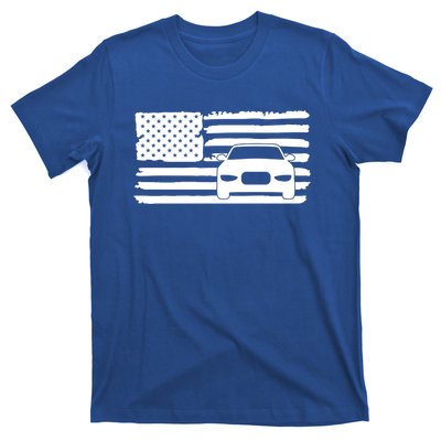 American Flag Car Racing Gift Vintage Usa Flag Auto Racing Funny Gift T-Shirt