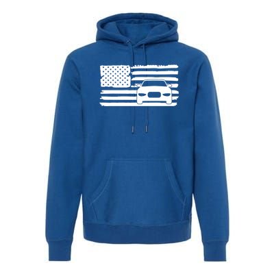 American Flag Car Racing Gift Vintage Usa Flag Auto Racing Funny Gift Premium Hoodie