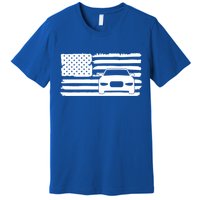 American Flag Car Racing Gift Vintage Usa Flag Auto Racing Funny Gift Premium T-Shirt