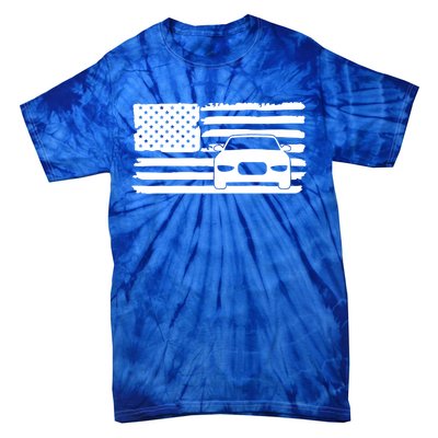 American Flag Car Racing Gift Vintage Usa Flag Auto Racing Funny Gift Tie-Dye T-Shirt