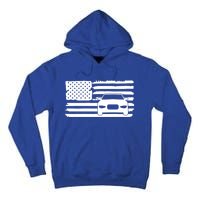 American Flag Car Racing Gift Vintage Usa Flag Auto Racing Funny Gift Tall Hoodie