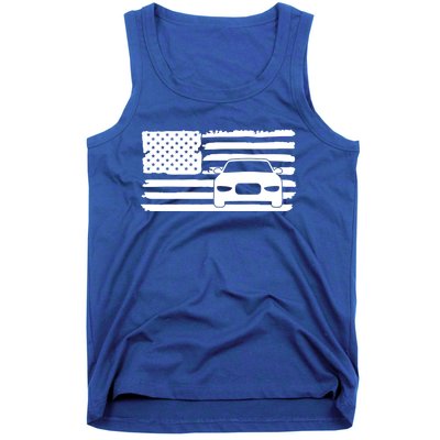 American Flag Car Racing Gift Vintage Usa Flag Auto Racing Funny Gift Tank Top